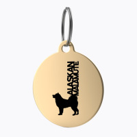 Alaskan Malamute Silhouette In Black And White On Gold Keyring T-shirt | Artistshot