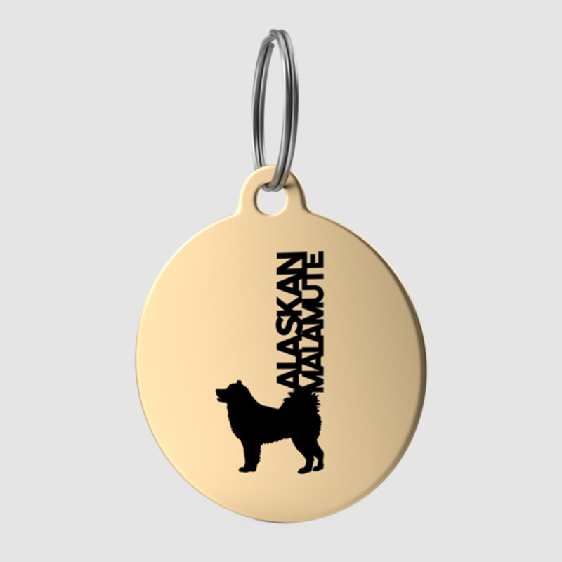 Alaskan Malamute Silhouette In Black And White On Gold Keyring Exclusive T-shirt | Artistshot