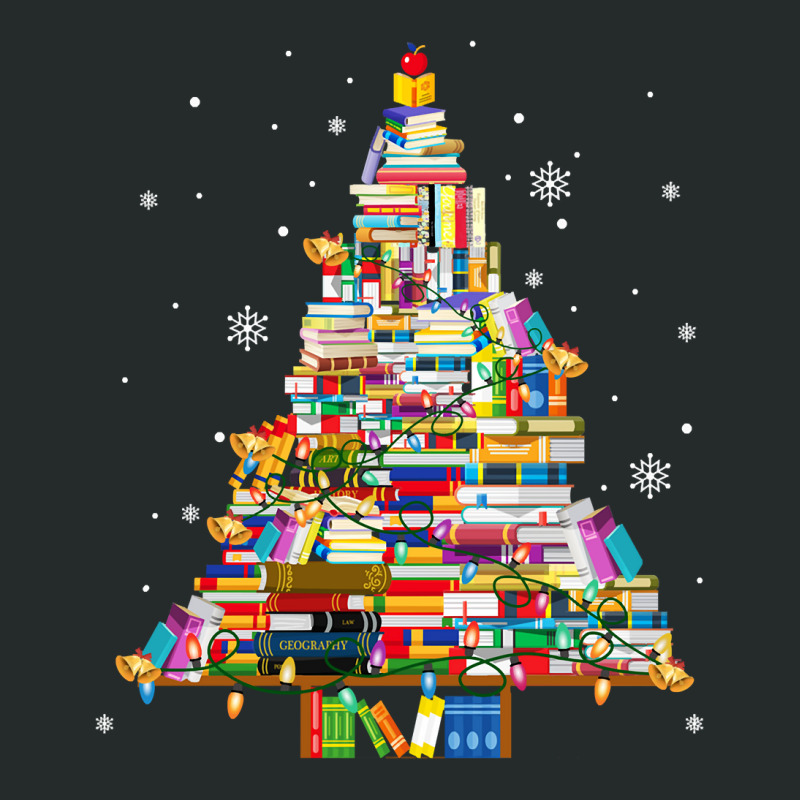 Christmas Library Tree Lights For Librarian And Book Lover Long Sleeve Women's Triblend Scoop T-shirt by cm-arts | Artistshot