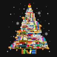 Christmas Library Tree Lights For Librarian And Book Lover Long Sleeve Scorecard Crop Tee | Artistshot