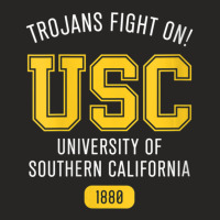 Usc Womens Block Stack Trojans Fight On! 1880 White Gold V-neck Ladies Fitted T-shirt | Artistshot