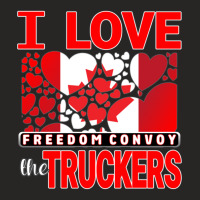 Convoy Truck For Freedom -liberte - I Love The Truckers Red Letters Ladies Fitted T-shirt | Artistshot