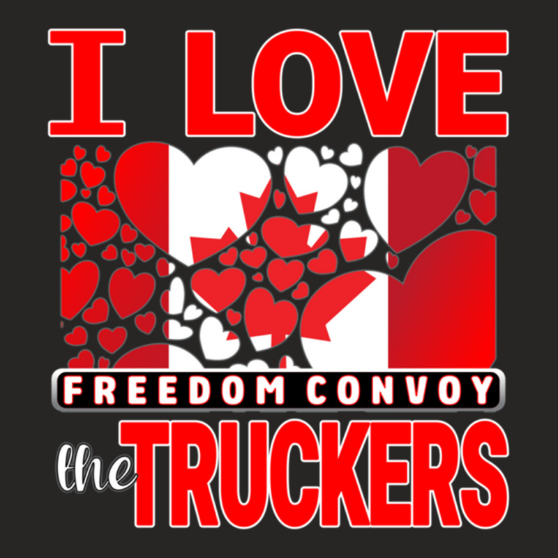 Convoy Truck For Freedom -liberte - I Love The Truckers Red Letters Ladies Fitted T-Shirt by cm-arts | Artistshot