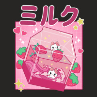 Funny Retro 90s Strawberry Milkshake Carton Kawaii Anime Cat Ladies Fitted T-shirt | Artistshot