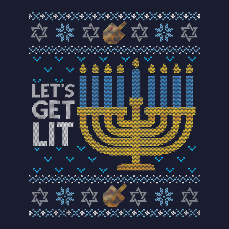 Funny Hanukkah Ugly Sweater Jewish Gift Lets Get Lit Menorah Women's V-Neck T-Shirt by WZ90 | Artistshot