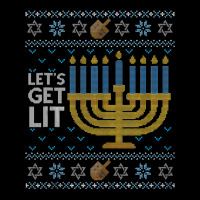 Funny Hanukkah Ugly Sweater Jewish Gift Lets Get Lit Menorah Cropped Sweater | Artistshot