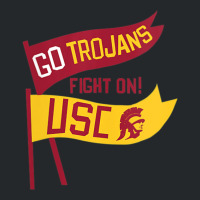 Usc Womens Go Trojans Cardinal Gold Pennant Fight On! V-neck Crewneck Sweatshirt | Artistshot