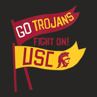 Usc Womens Go Trojans Cardinal Gold Pennant Fight On! V-neck Ladies Fitted T-shirt | Artistshot