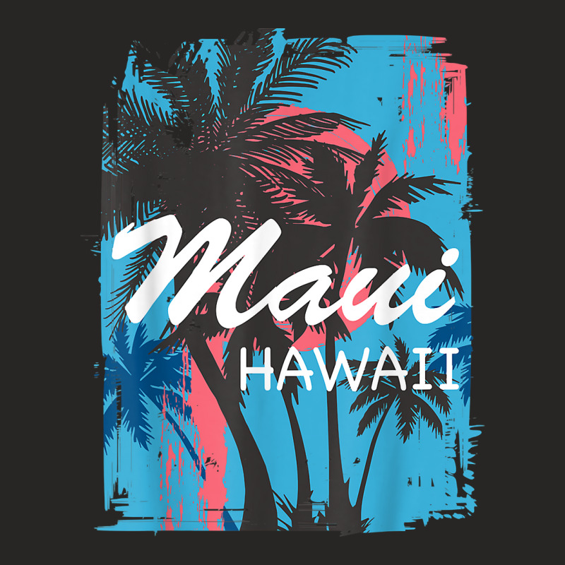 Vintage Maui Hawaii Hawaiian Island Palm Tree Beach Tropical T Shirt Ladies Fitted T-Shirt by cm-arts | Artistshot