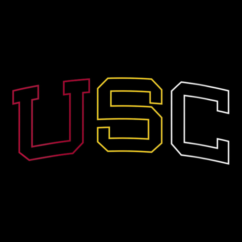 Usc Womens Tricolor Curved Block Cardinal Gold White V-neck V-neck Tee | Artistshot