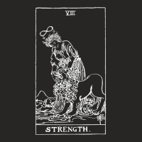 Strength Vintage Tarot Card  Cartomancy & Divination Gift Ladies Fitted T-shirt | Artistshot