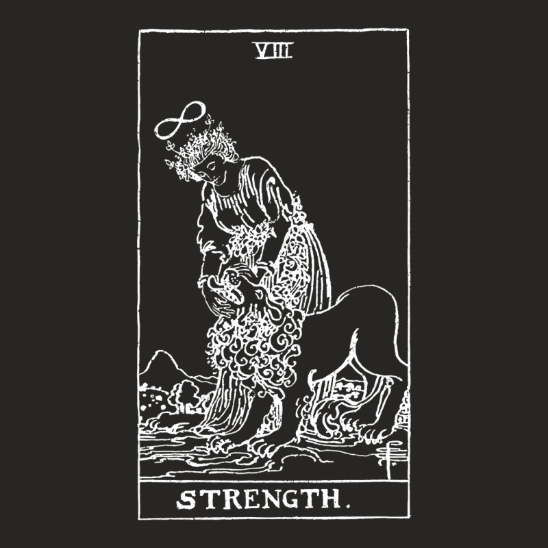 Strength Vintage Tarot Card  Cartomancy & Divination Gift Ladies Fitted T-Shirt by cm-arts | Artistshot