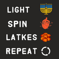 Hanukkah Light Menorah Spin The Dreidel Eat Latkes Repeat Ladies Fitted T-shirt | Artistshot