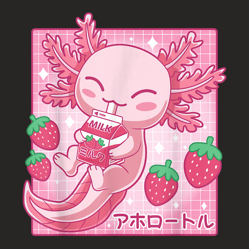 Kawaii Axolotl Strawberry Milk Shake Carton Japanese Anime T Shirt Ladies Fitted T-Shirt by cm-arts | Artistshot