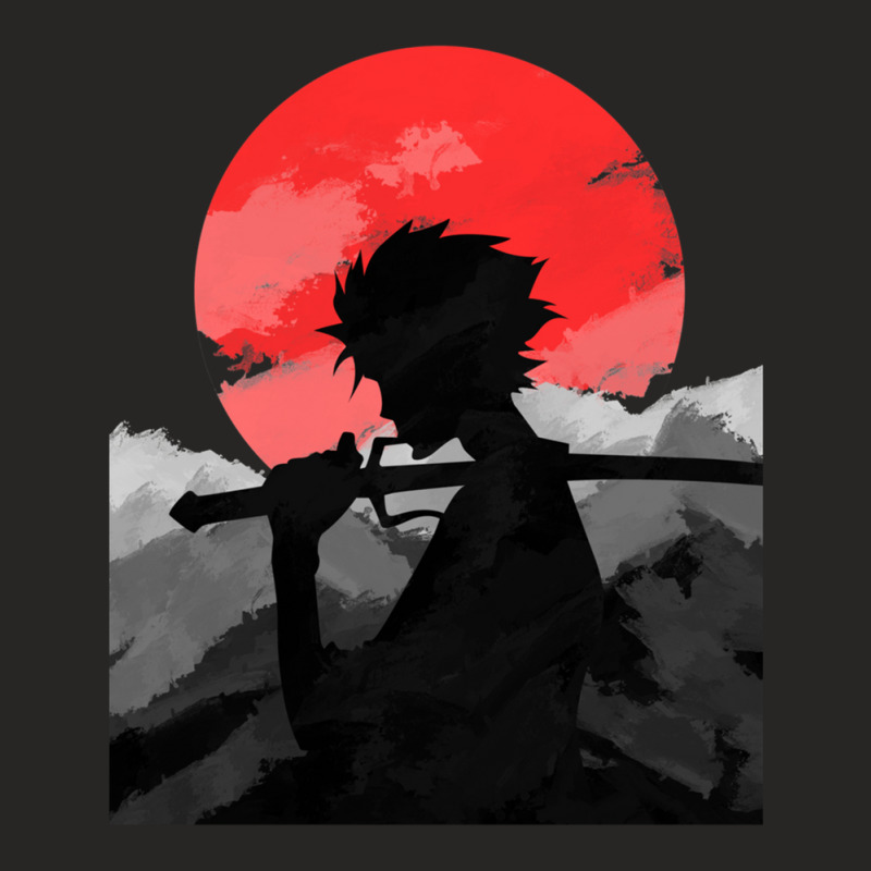 Samurai With Sunset Ladies Fitted T-Shirt by BelindaMcdaniel | Artistshot