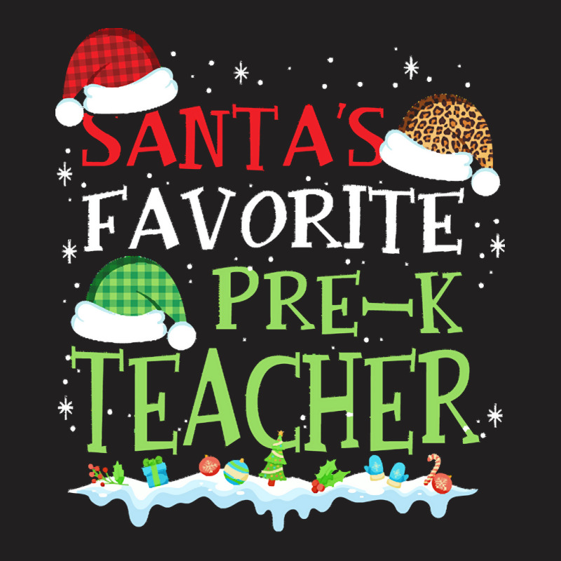 V1 Xmas Santa's Favorite Pre- K Teacher Funny Christmas Gift T-shirt | Artistshot