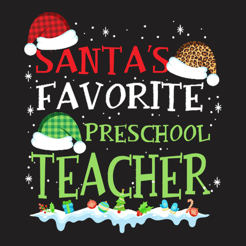 V1 Xmas Santa's Favorite Preschool Teacher Funny Christmas Gift T-shirt | Artistshot