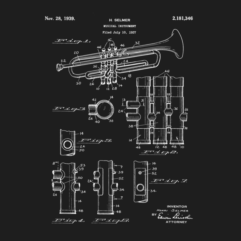 Selmer Trumpet Patent   Trumpet Art   Black Chalkboard Classic T-shirt | Artistshot