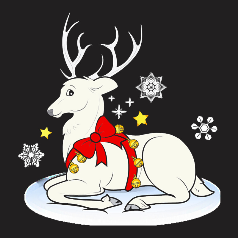 White Stag White Stag With Christmas Bells And Bow T-shirt | Artistshot