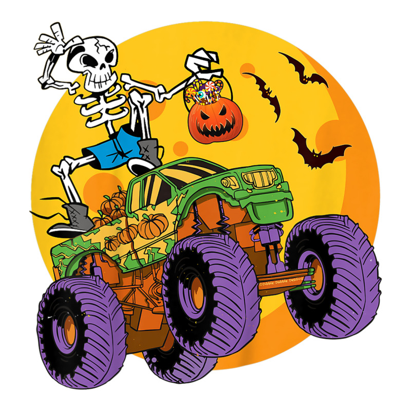 Custom Kids Skeleton Monster Truck Trick Treat Halloween Monster