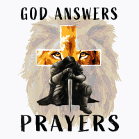 God Answers Prayers Warrior Men Christian Cross Lion Graphic T-shirt | Artistshot