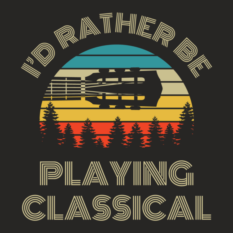 I'd Rather Be Playing Guitar Classical Guitar Headstock Retro Vintage  Ladies Fitted T-Shirt by BrandonDriskell | Artistshot