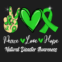 Natural Disasters Awareness Peace Love Hope Green Ribbon T Shirt Classic T-shirt | Artistshot