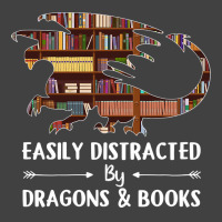 Easily Distracted By Dragon And Books Funny Vintage T-shirt | Artistshot