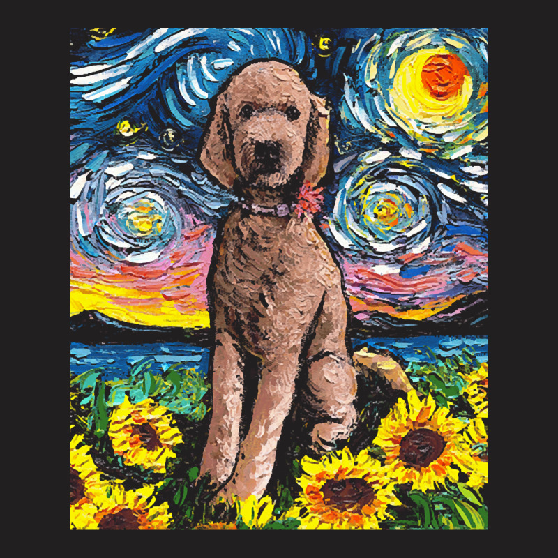 Goldendoodle T  Shirt Brown Goldendoodle Night With Sunflowers T  Shir T-shirt | Artistshot