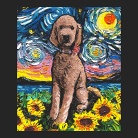 Goldendoodle T  Shirt Brown Goldendoodle Night With Sunflowers T  Shir Unisex Hoodie | Artistshot