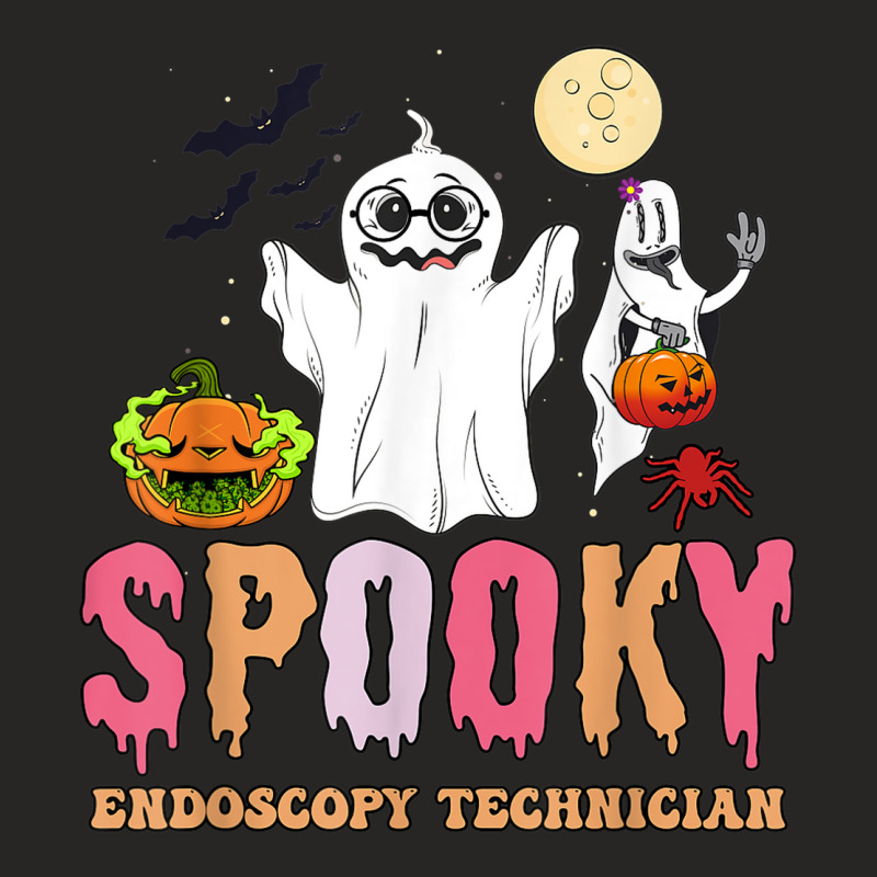 Groovy Ghost Spooky Endoscopy Technician Halloween Costumes Ladies Fitted T-Shirt by Outpost | Artistshot