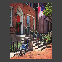 Philadelphia Pa - Bicycle In Front Of Philadelphia Brownstone Vintage T-shirt | Artistshot