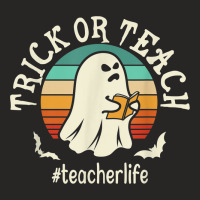 Retro Trick Or Teach Ghost Teacher Funny Halloween Costume Ladies Fitted T-shirt | Artistshot