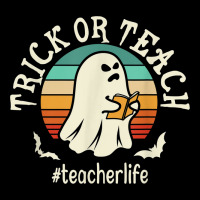 Retro Trick Or Teach Ghost Teacher Funny Halloween Costume Cropped Hoodie | Artistshot