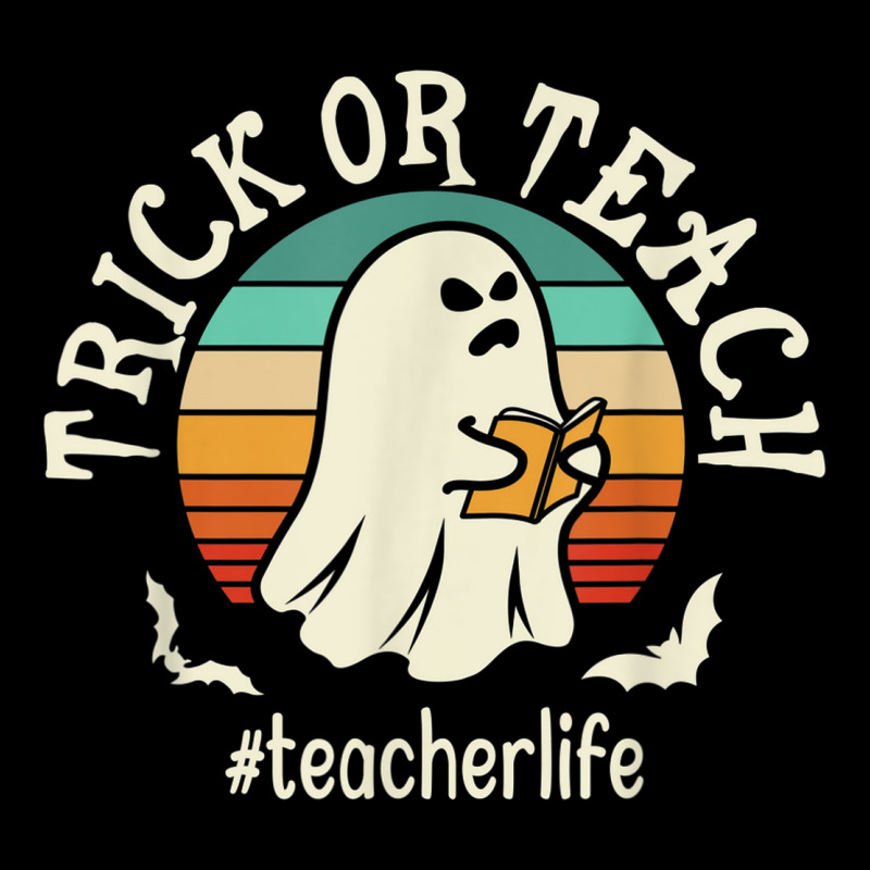 Retro Trick Or Teach Ghost Teacher Funny Halloween Costume Cropped Hoodie by Outpost | Artistshot