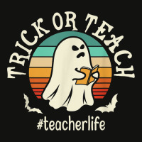 Retro Trick Or Teach Ghost Teacher Funny Halloween Costume Scorecard Crop Tee | Artistshot