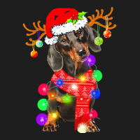 Dachshund Christmas Dachshund Dog Santa Hat Christmas Lights Happy Hol Classic T-shirt | Artistshot