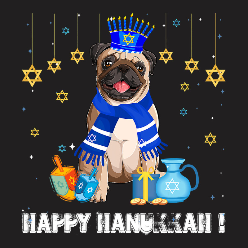 Jewish Pug Dog Menorah Hat Happy Chanukah Hanukkah Jewish T-shirt | Artistshot