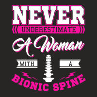 Teacher Fun Never Underestimate A Woman With A Bionic Spine Sweatshirt Ladies Fitted T-shirt | Artistshot