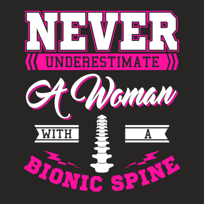 Teacher Fun Never Underestimate A Woman With A Bionic Spine Sweatshirt Ladies Fitted T-Shirt by cm-arts | Artistshot