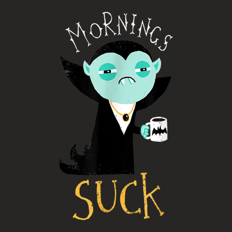 Cute Dracula Vampire Morning Suck Coffee Halloween Costume Ladies Fitted T-Shirt by JusticePeck | Artistshot