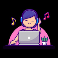 Girl Listening Music With Headphone And Laptop-eryyp Kids Cap | Artistshot