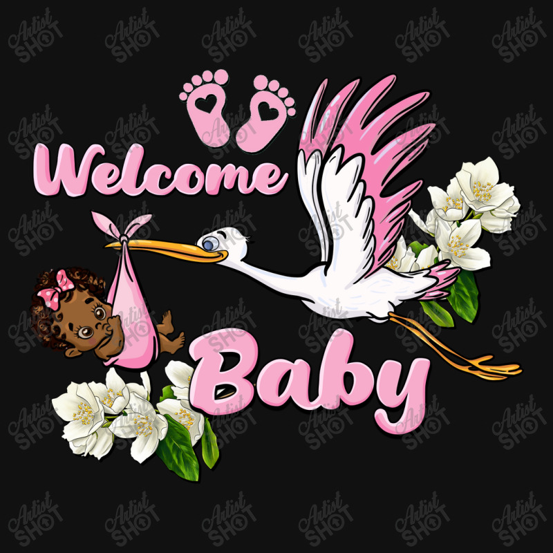 Welcome Baby Stork With Black Baby Girl Graphic Youth T-shirt by BarkalooDesign | Artistshot