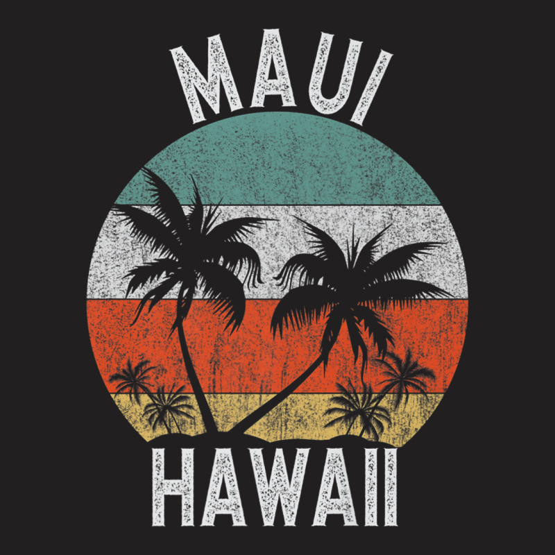 Maui Shirt Hawaii Retro Sunset Palm Trees Hawaiian Island Premium T Sh T-Shirt by cm-arts | Artistshot