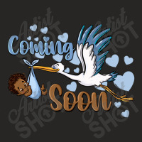 Coming Soon Stork With Black Baby Boy Ladies Fitted T-shirt | Artistshot