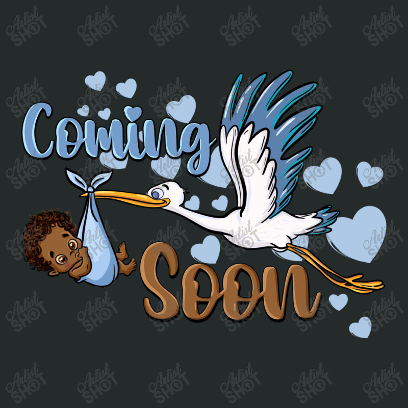 Coming Soon Stork With Black Baby Boy Women's Triblend Scoop T-shirt by BarkalooDesign | Artistshot