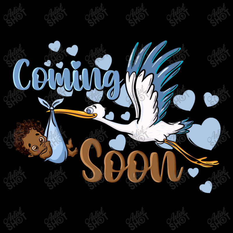 Coming Soon Stork With Black Baby Boy Maternity Scoop Neck T-shirt by BarkalooDesign | Artistshot