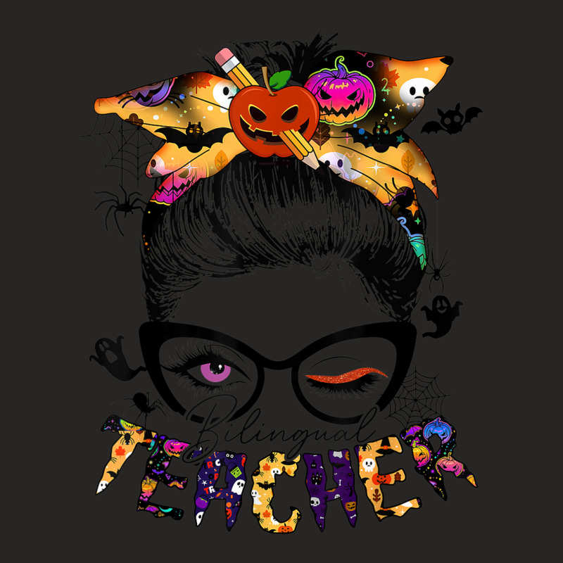 Bilingual Teacher Messy Bun Halloween Shirt For Men Women Ladies Fitted T-Shirt by Fashzilla | Artistshot