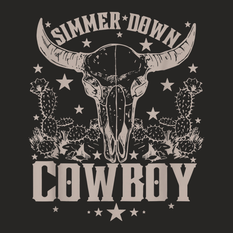 Simmer Down Cowboy Cowgirl Ladies Fitted T-shirt | Artistshot