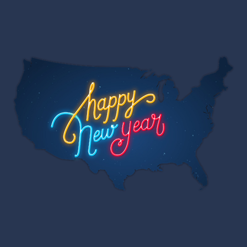 Usa Map, Colorful Text For Happy New Year, Neon Lights, United States Ladies Denim Jacket by degreesgunner | Artistshot